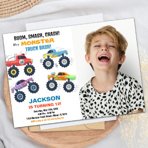 Colors Monster Truck Birthday Einladungen Foto