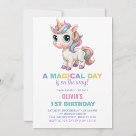 Colors Unicorn Einladung zum Geburtstag