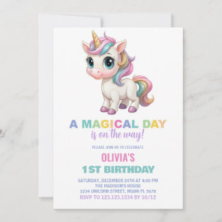 Colors Unicorn Einladung zum Geburtstag