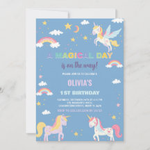 Colors Unicorns Geburtstagseinladungen