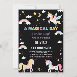 Colors Unicorns Geburtstagseinladungen Einladung