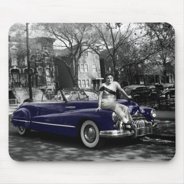 Colorsplash Woman Buick Roadmaster Car Auto der 19 Mousepad (Vorne)