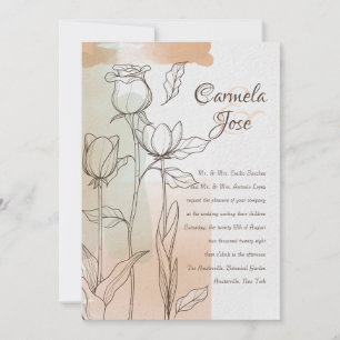 Colorwash Floral Faire-part de mariage