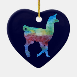 Colorwashed Lama Keramikornament