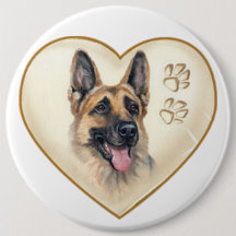 COLOSSAL 6 inch German Shepherd Button Button