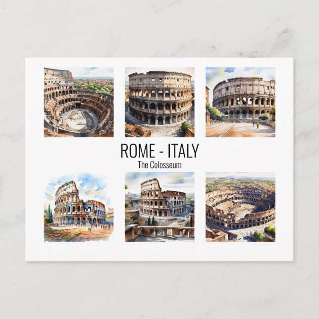 Colosseum Aquarell Rom Sehenswürdigkeiten Postkarte (Vorderseite)