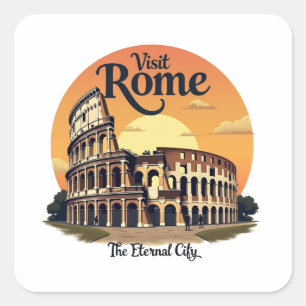 Colosseum Rome Vintage Travel Design Quadratischer Aufkleber
