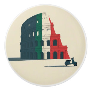 Colosseum Tricolore Keramikknopf - Ikonisches Ital Keramikknauf