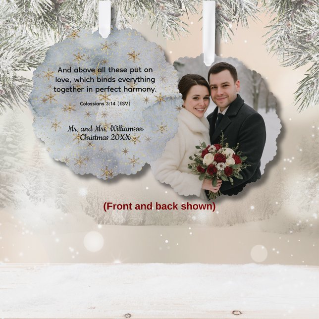 Colossians 3:14 Love and Harmony  Ornament Karte (Colossians 3:14 Couples Christmas ornament)