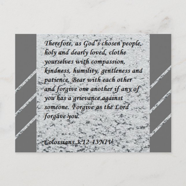 Colossiens 3:12-13 Carte postale Écriture (Devant)