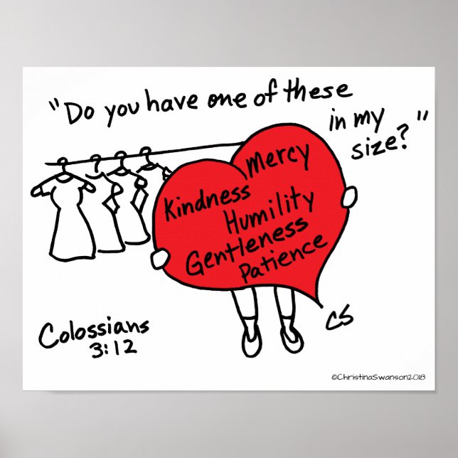Colossiens 3:12 Poster du Coeur Rouge (Devant)