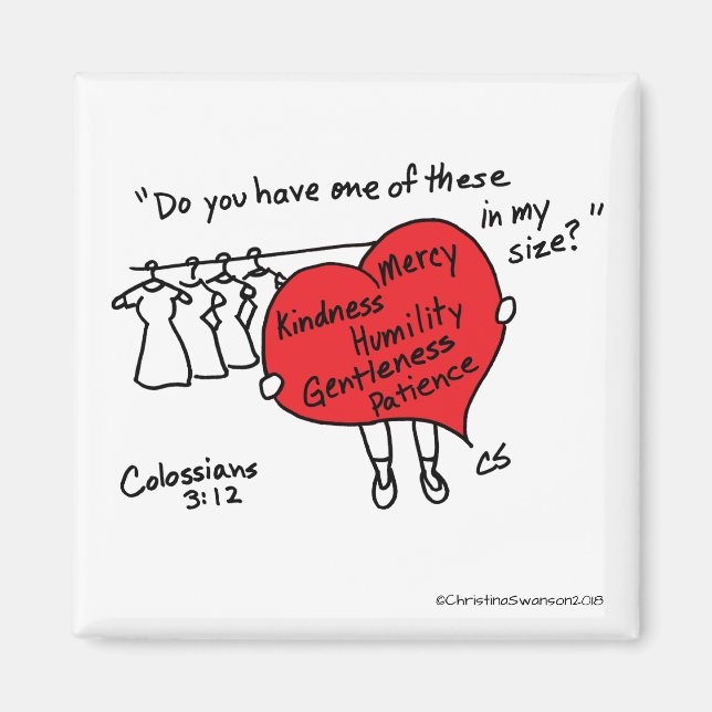 Colossiens 3:12 Rouge Heart Magnet (Devant)