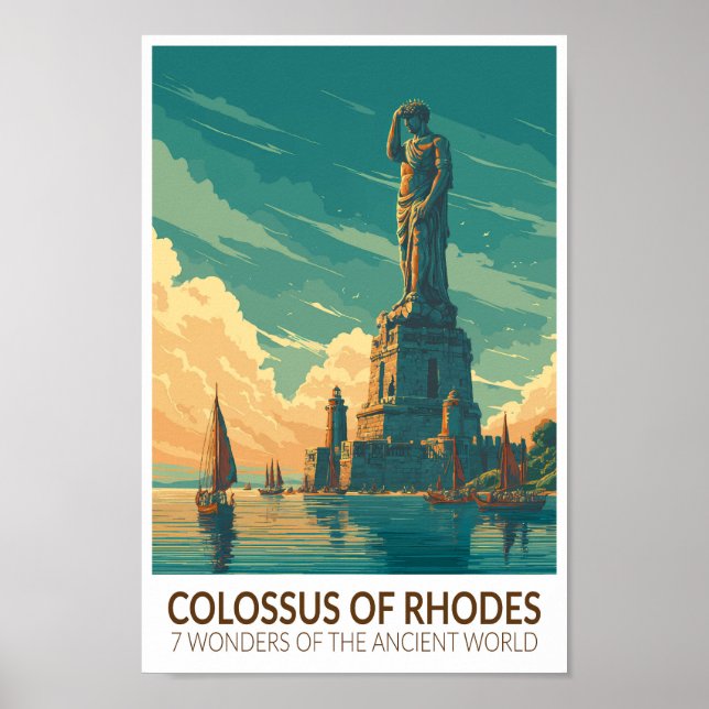 Colossus of Rhodes Seven Wonders of the World Art Poster (Vorne)