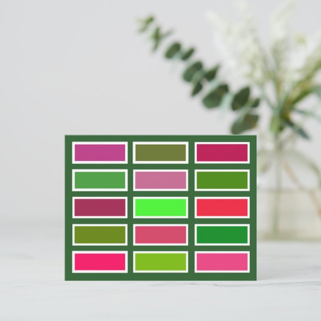 Colour Bricks (pink/green) Postkarte (Stehend Vorderseite)