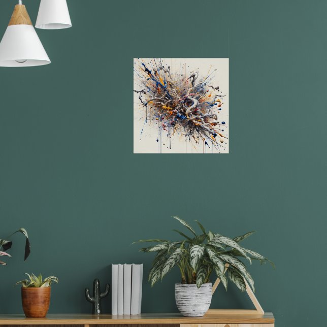 Colour Burst Abstrakte Kunst - Energetische Lackie Poster (Wohnzimmer 1)