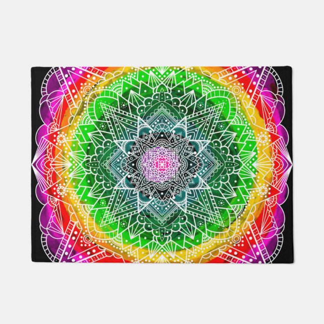 Colour Burst Rainbow Prism Mandala Fußmatte (Vorderseite)