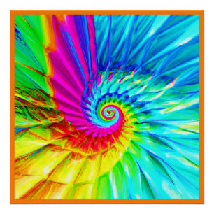 Colour Burst Spiral Muster Kunst Poster