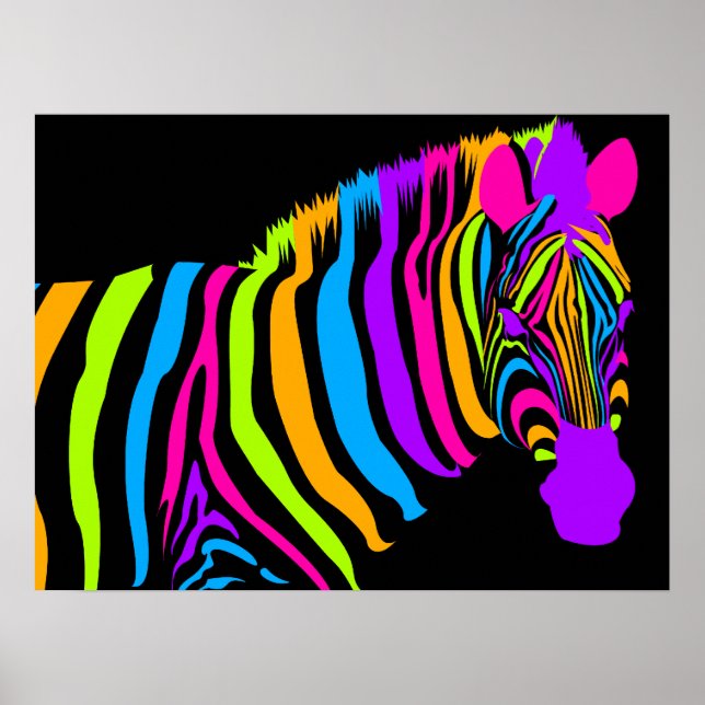 Colour Burst Zebra Poster (Vorne)