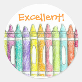 Colour Crayons Hervorragende Arbeit Motivierend Runder Aufkleber