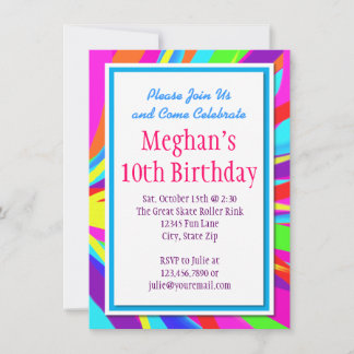 Colour Splash Bold Invitations de fête d'anniversa