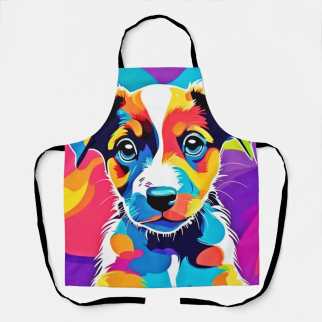 Colour Splash Groovy Canine Dog Schürze (Vorderseite)
