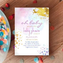 Colour Splash Pink Gold Girl Dusche Einladung