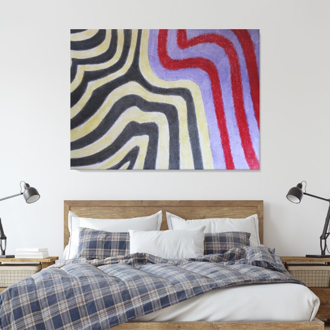 Coloured Waves Stretched Canvas Print Leinwanddruck (Insitu (Schlafzimmer))