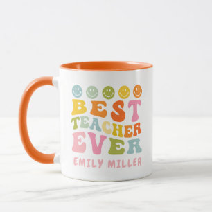 Colourful Best Teacher Ever Custom Name Mug