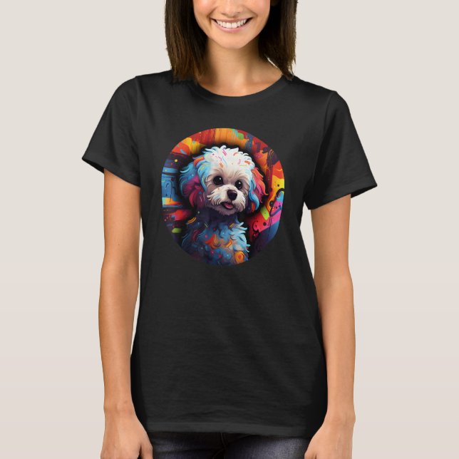 Colourful Bichon Frise Dog Dad Mom Graffity 1 T-Shirt (Vorderseite)