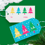 Colourful Bright Neon Fa La La Christmas Tree  Geschenkanhänger<br><div class="desc">Add a pop of neon under your Christmas tree with our festive, fun, and neon colorful gift tags. Our gift tag design features a fun festive typographic design "Fa La La" and a bold neon Christmas tree design with falling white snow. Bright Yellow, green, magenta, and teal colors are used...</div>