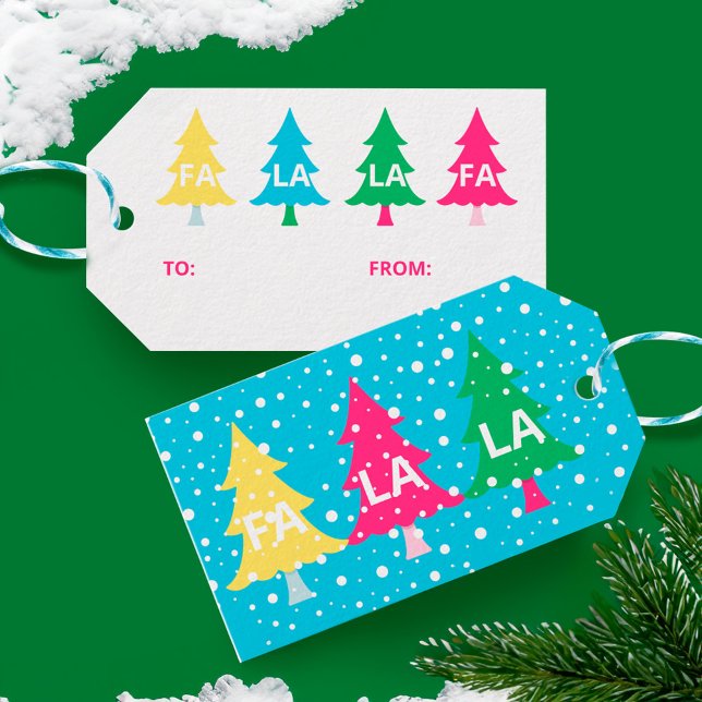 Colourful Bright Neon Fa La La Christmas Tree  Geschenkanhänger (Colourful Bright Neon Fa La La Christmas Tree Gift Tags)