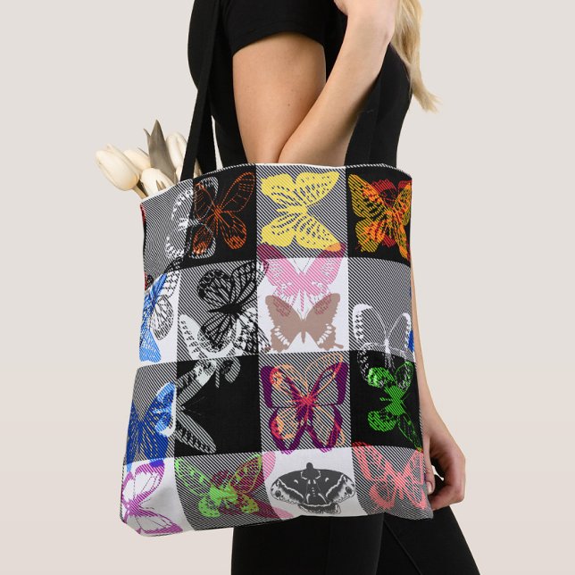 Colourful Butterfly Plaid Tartan Check Design  Tasche (Von Creator hochgeladen)