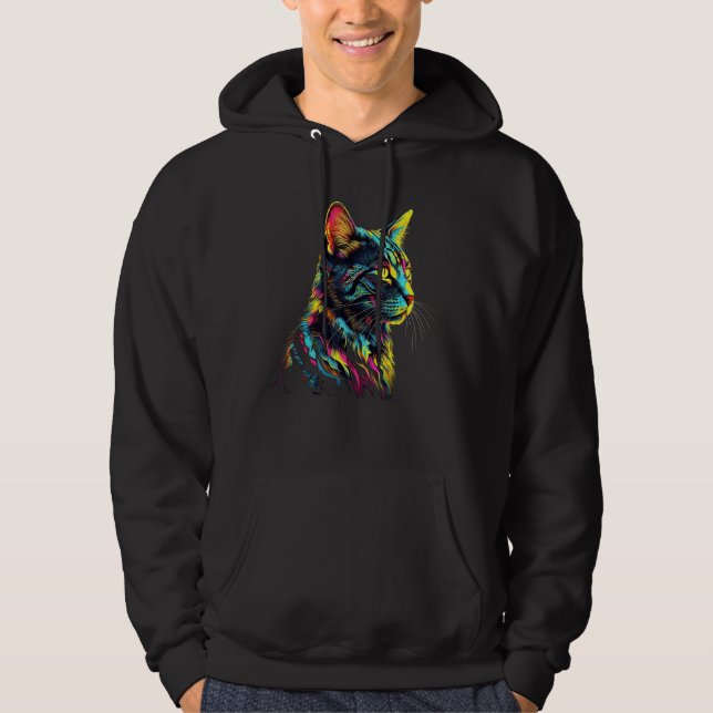 Colourful Cat Motif Animal Cat Hoodie (Vorderseite)