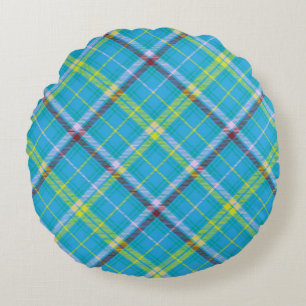 Colourful Chevron Plaid Tartan textured Seamless p Rundes Kissen