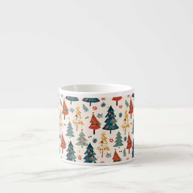Colourful Christmas Pine Trees Seamless Pattern Espressotasse (Vorderseite)