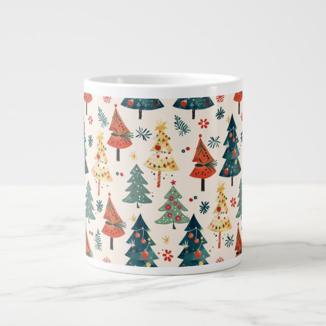 Colourful Christmas Pine Trees Seamless Pattern Jumbo-Tasse (Vorderseite)