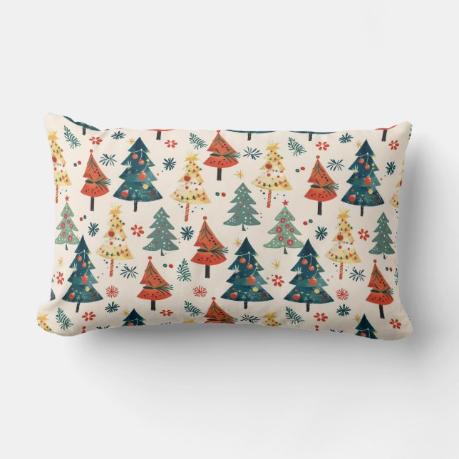 Colourful Christmas Pine Trees Seamless Pattern Lendenkissen (Vorderseite)