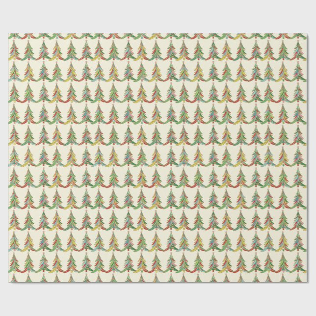 Colourful Christmas Trees Festive Geschenkpapier (Flach)