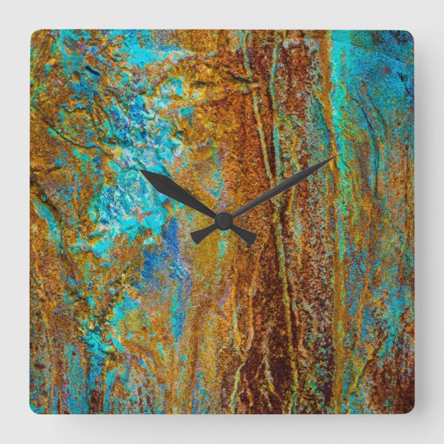 Colourful Corrosion Quadratische Wanduhr (Vorderseite)