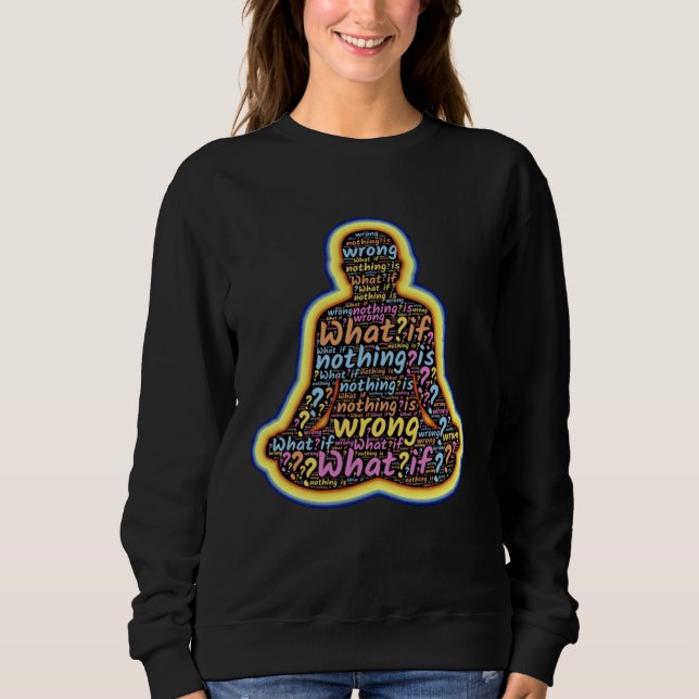 Colourful crazy mind thoughts question marks head sweatshirt (Vorderseite)