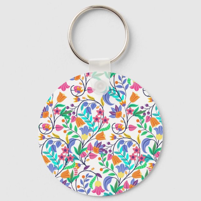 Colourful Exotic Floral Pattern-23147 Schlüsselanhänger (Vorderseite)
