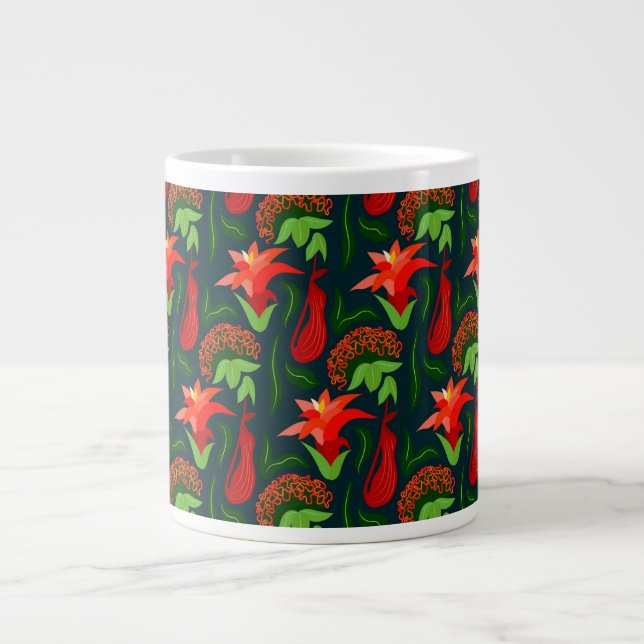 Colourful Exotic Flowers Leaves Pattern-23187 Jumbo-Tasse (Vorderseite)
