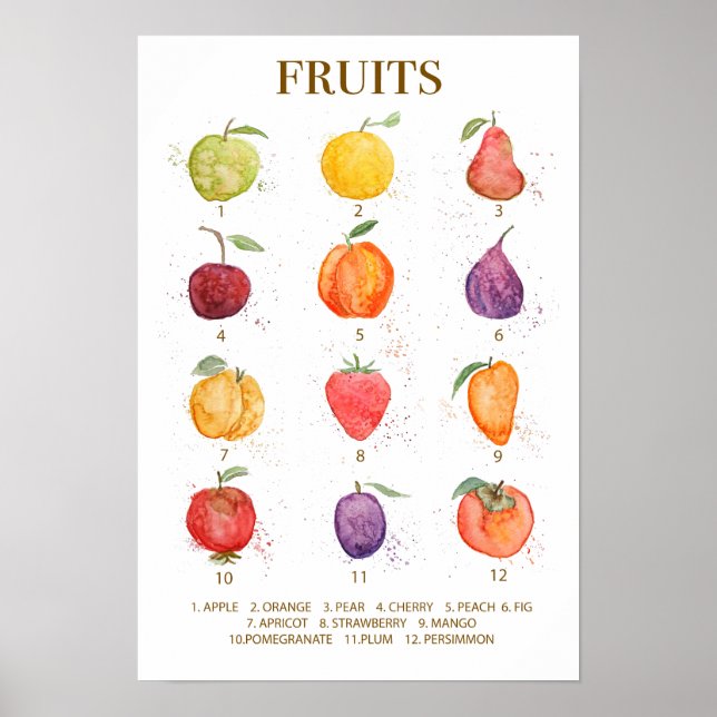 colourful fruit collection watercolour  poster (Vorne)