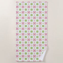 Colourful geometric pattern with green hexagon  strandtuch