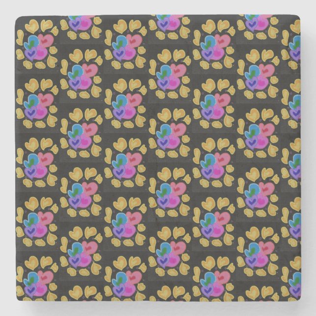 Colourful Hearts Design Steinuntersetzer (Vorderseite)