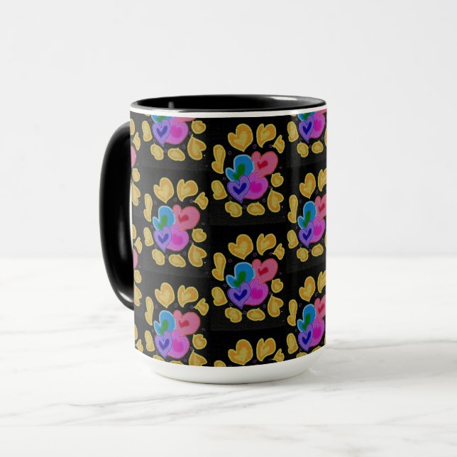 Colourful Hearts Design Tasse (Vorderseite Links)