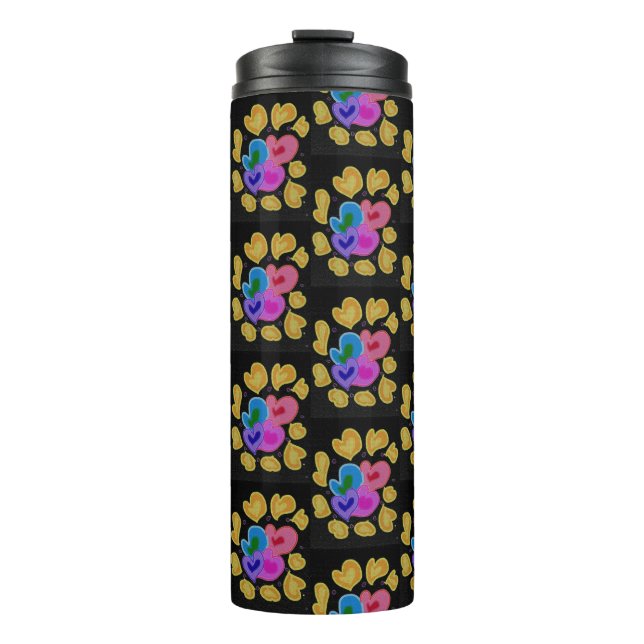 Colourful Hearts Design Thermosbecher (Vorderseite)