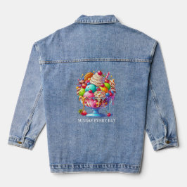 Colourful Ice Cream Sundae – Cute Dessert Illustra Jeansjacke