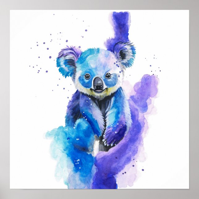 Colourful Koala Bear Watercolour Artwork Poster (Vorne)