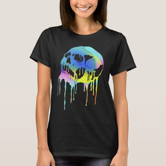Colourful melting skull for Halloween or Day of th T-Shirt (Vorderseite)
